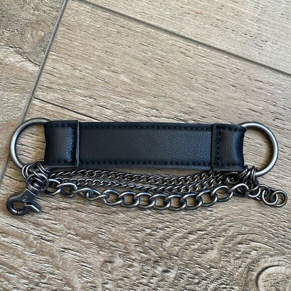 Dolls Kill Darker Wavs Obsession Box Exclusive Black Vegan Leather Cuff w Chains - Picture 2 of 5